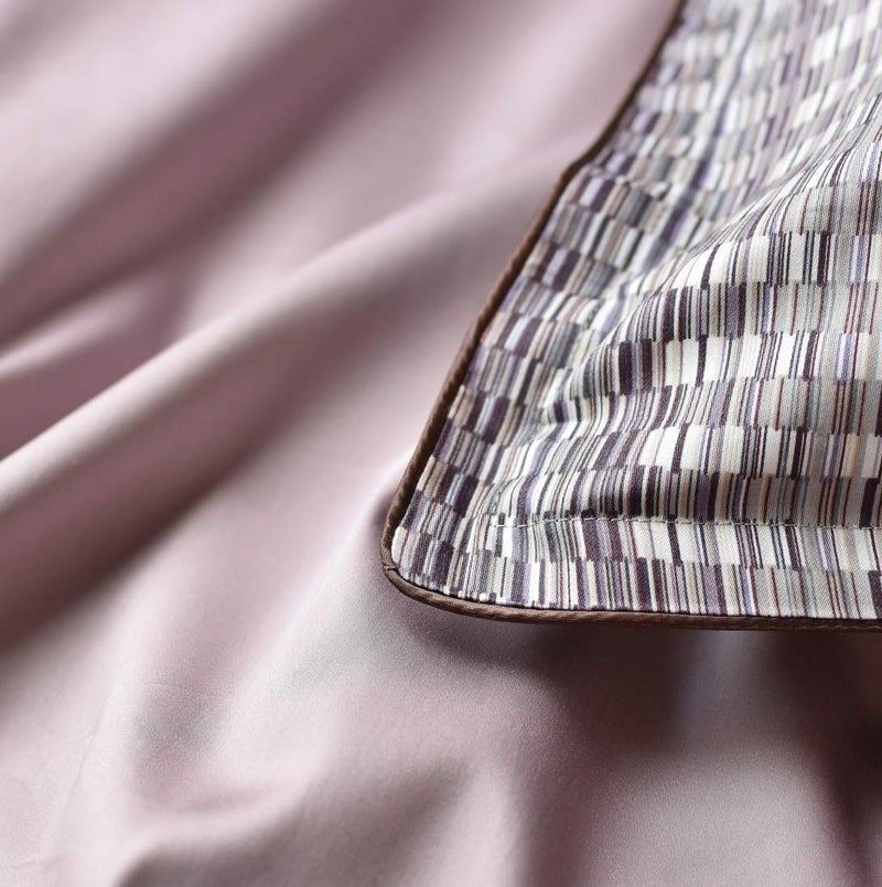 Eikei Solid Color Egyptian Cotton Duvet Cover Luxury Bedding Set High Thread Count Long Staple Sateen Weave Silky Soft Breathable Pima Quality Bed Linen (Queen, Mauve) - Image 2